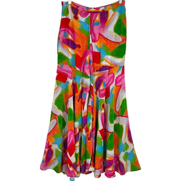 gorman Pants - Rhys Lee X Gorman Pants Multicolor Silk Blend Extra Wide Leg Size 12 Women's